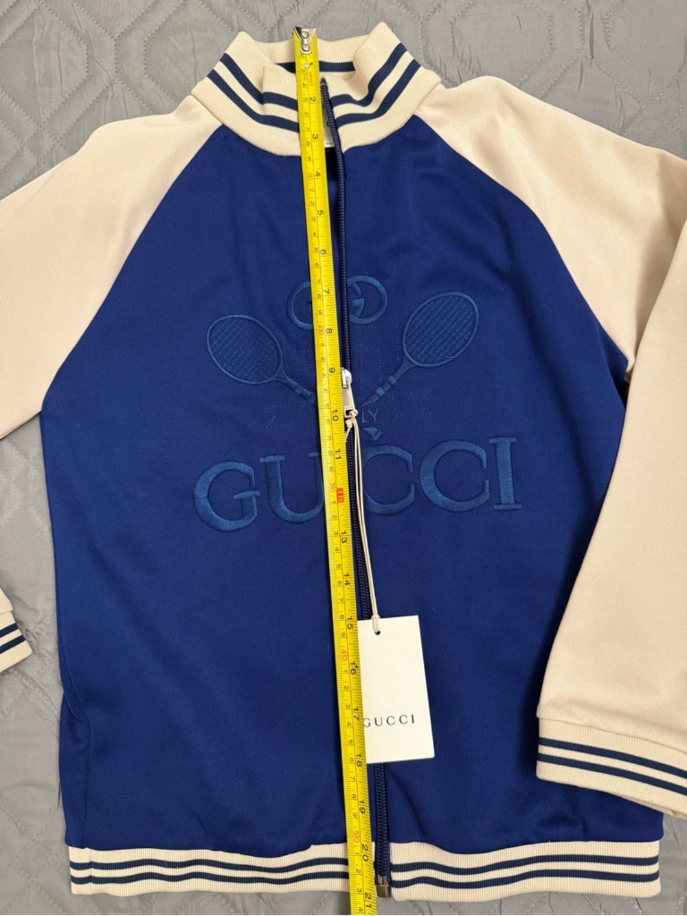 Gucci Electric Deep Blue Embossed Logo Zip Sweatshirt - Picture 7 of 7